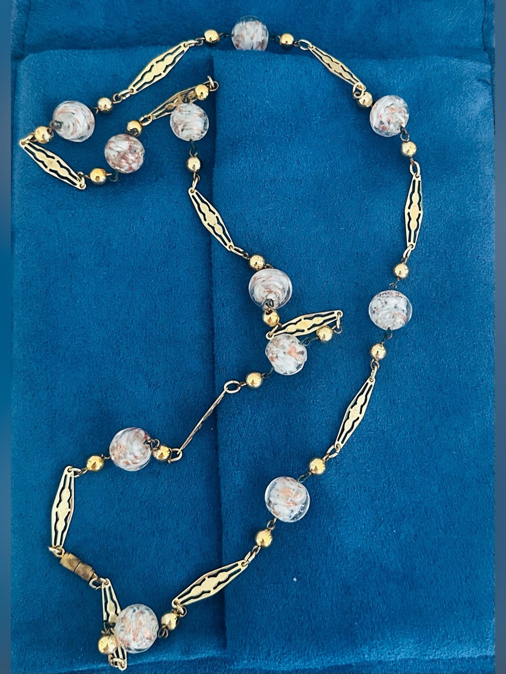 Vintage 1980’s white crystal ball necklace